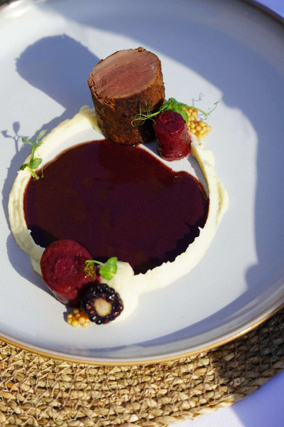A stunning culinary creation by Chef Casey served on board luxury crewed yacht Aeolus - Horizon Luxury Crewed