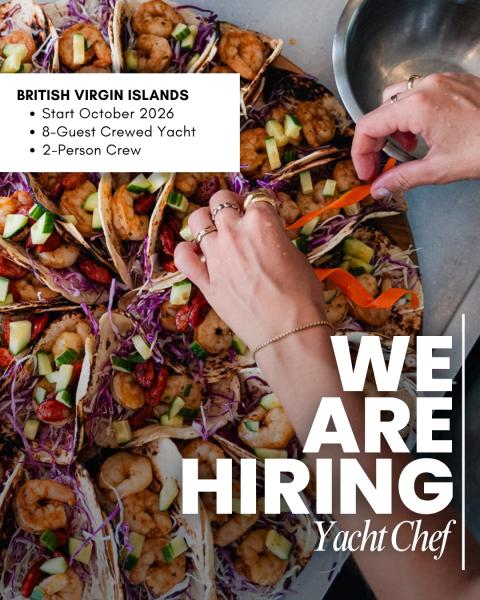 Horizon Yacht Charters is looking for an experienced Yacht Chef to join our dynamic crewed yacht operation for the upcoming charter season in the BVI.🌴

You’ll work alongside a professional Captain as part of a two-person crew, delivering exceptional cuisine, warm hospitality, and unforgettable guest experiences in one of the world’s most beautiful sailing destinations.

CHEF REQUIREMENTS👩🏼‍🍳
• Minimum 2 years’ experience as a chef aboard crewed yachts
• Culinary or Nutrition degree
• Valid STCW certification
• Valid Food Handler’s Certificate
• Proven ability to create high-quality, creative, and beautifully presented meals
• Strong menu planning and provisioning skills
• Ability to accommodate guest preferences and dietary requirements
• Self-motivated, organized, and communicative
• Calm and professional under pressure
• Passionate about delivering an exceptional guest experience

This is an incredible opportunity to showcase your culinary skills while working alongside a professional Captain as part of a close-knit two-person crew. We’re looking for someone who takes pride in their food, enjoys working directly with guests, and understands the importance of teamwork, professionalism, and genuine hospitality aboard a luxury charter yacht.

Please send your CV/resume and a sample 7-day charter menu to apply@horizonyachtcharters.com